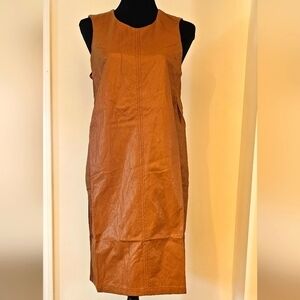 NEW Isabella D. Camel Faux Leather Dress – Made in Italy – Size S